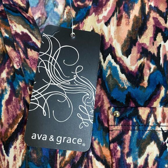 ava & grace women's dress small Colorful artsy tie dye midi Stretch hippie boho - Picture 5 of 9